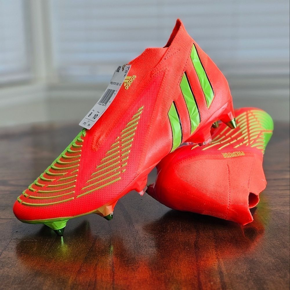 Adidas Predator Edge+ Plus SG Soccer Cleats Data Pack Women's 10 Solar Red Green